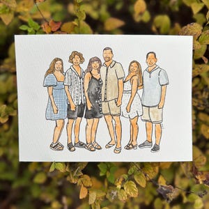 Hand Painted Water Color Family Portrait, Painted Portrait, Custom Portrait, Christmas Gift, Couple Portrait, Cartoon Family