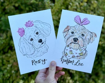 Hand Painted Water Color Pet Portrait, Pet Painting, Dog Portrait, Pet Portrait, Cat Portrait, Water Color Pet Art