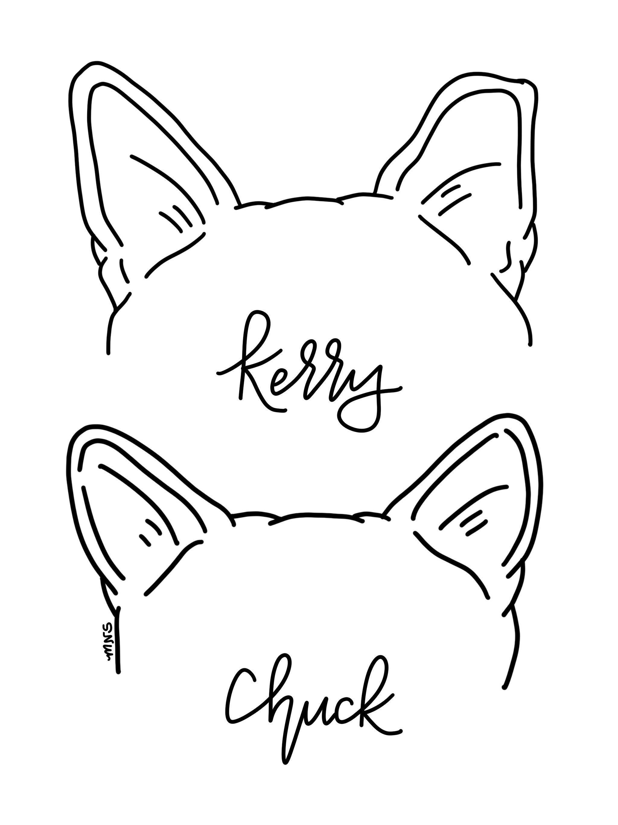 Custom Pet Ear Outline Drawing Dog Ear Drawing Cat Ear Etsy