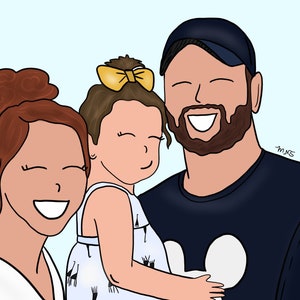 Digital Portrait Digital Three Four Person Portrait - Etsy