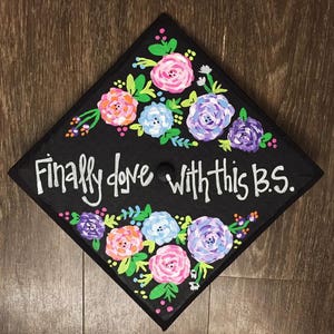 Painted Graduation Caps, Hand Painted Grad Cap, Custom Graduation Cap Art image 1