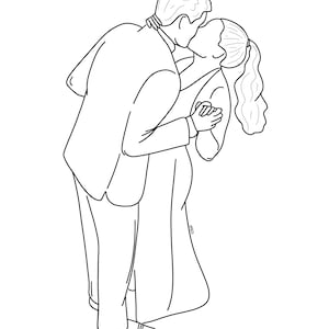 Couple Outline, One to Two People Outline Drawing, Two Person Sketch, Digital Drawing, Faceless