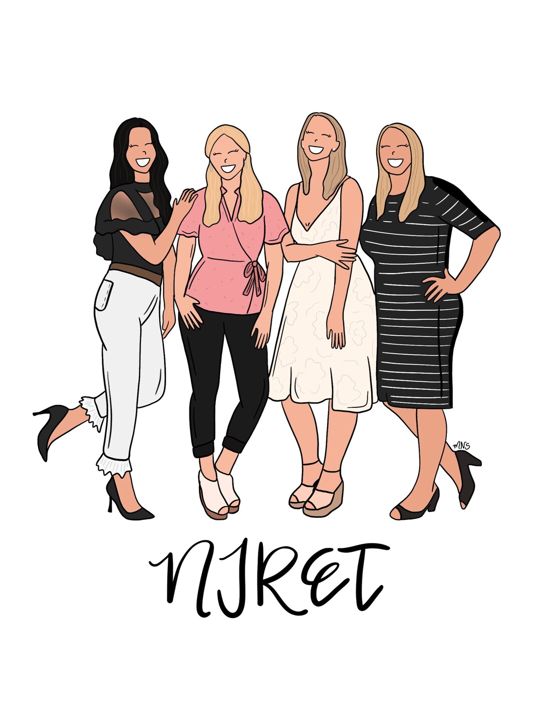 Digital Portrait Digital Three Four Person Portrait - Etsy