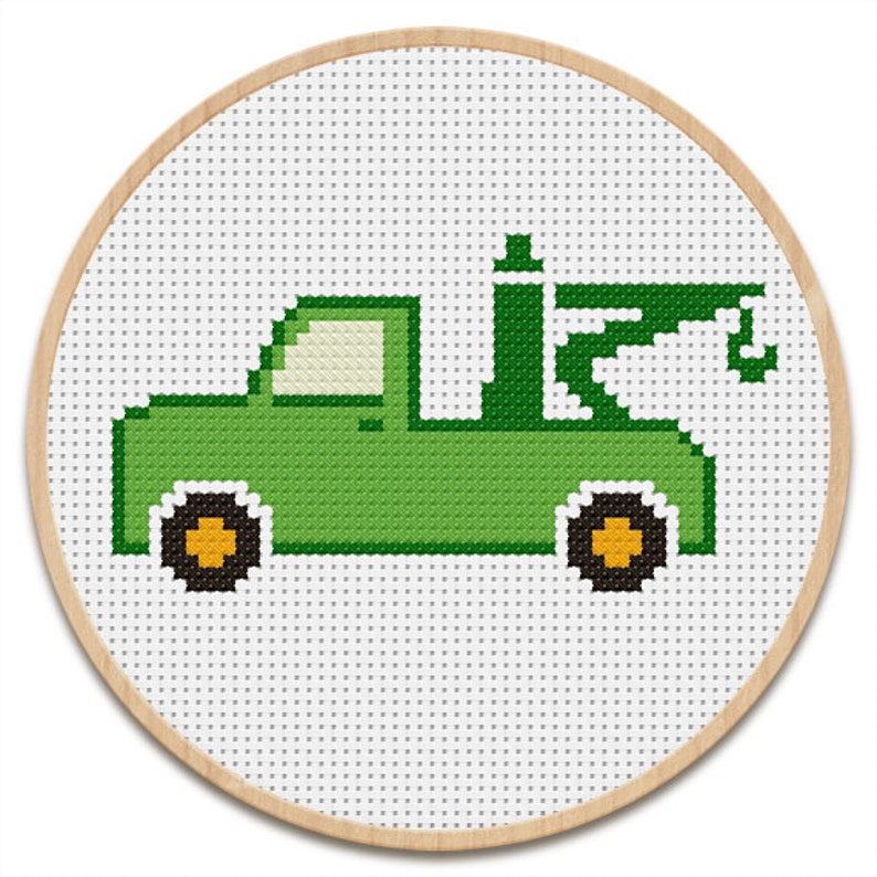 Instant download. Cross stitch pattern. Tow truck. PDF chart. Etsy