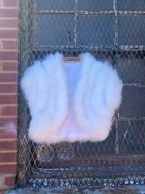 Vintage 60s White Fuzzy Cape Cardigan Feather Sha… - image 4