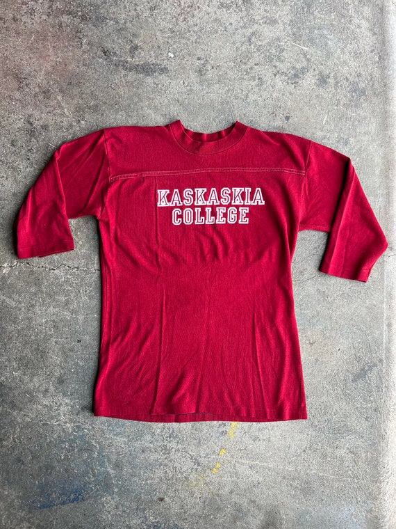 Vintage 80s Kaskaskia College Thick Quarter Sleeve