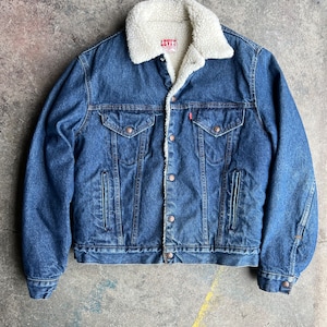 Vintage Levis Sherpa Lined Denim Jacket 80s Size M/L