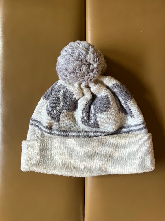 Vintage Beanie With Ball Sock Hat With Dogs White… - image 4