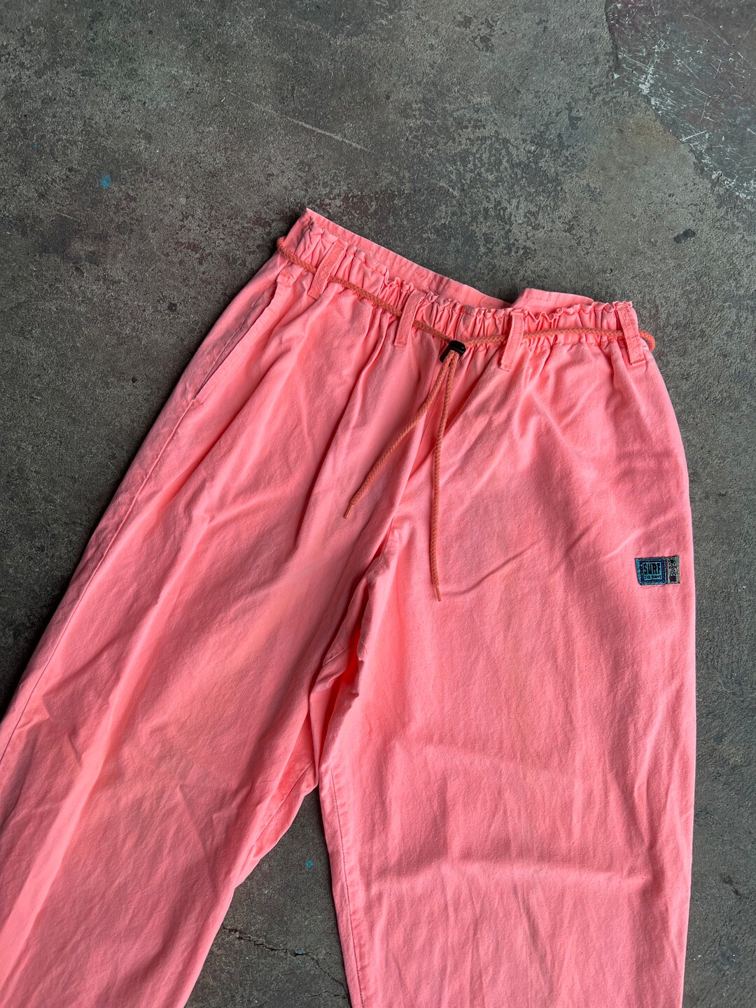 Vintage Neon Pink 80s Surf Pants Loose Retro Day Glow Baggy Etsy