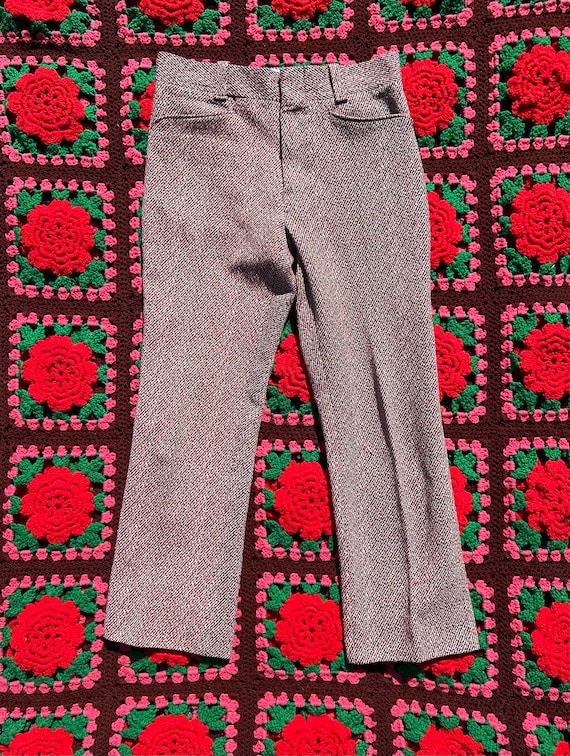 Vintage 70's Patterned Polyester Tweed Like Pants