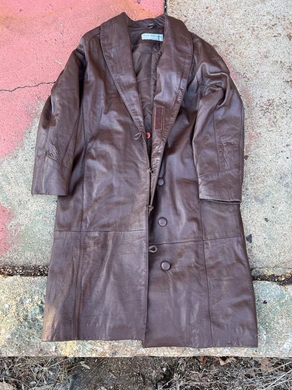 Vintage Lord & Taylor Checkered Brown Trench Coat main image 1