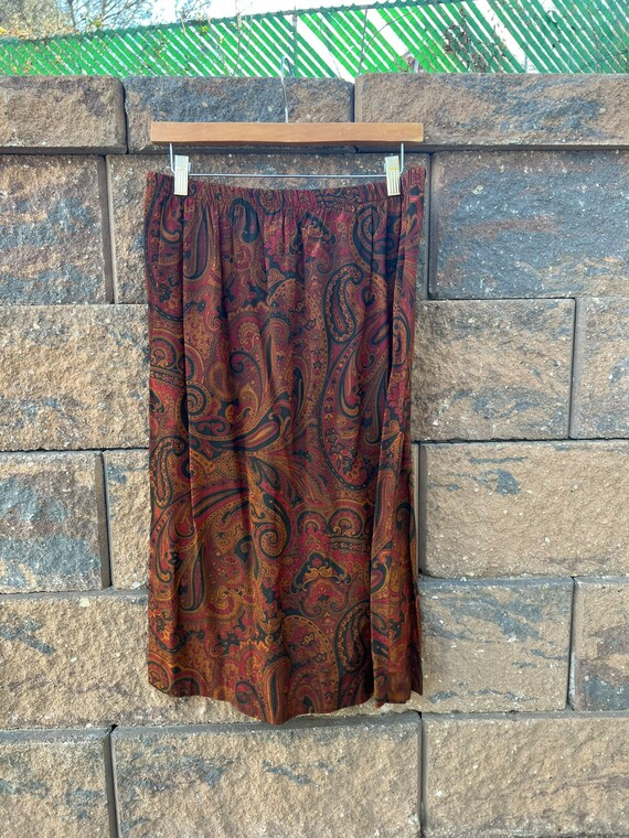 Vintage Fall Paisley Print Skirt - image 1