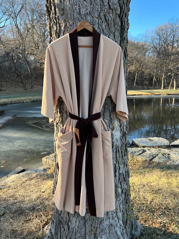 Vintage 70s Vanity Fair Tan and Brown Robe