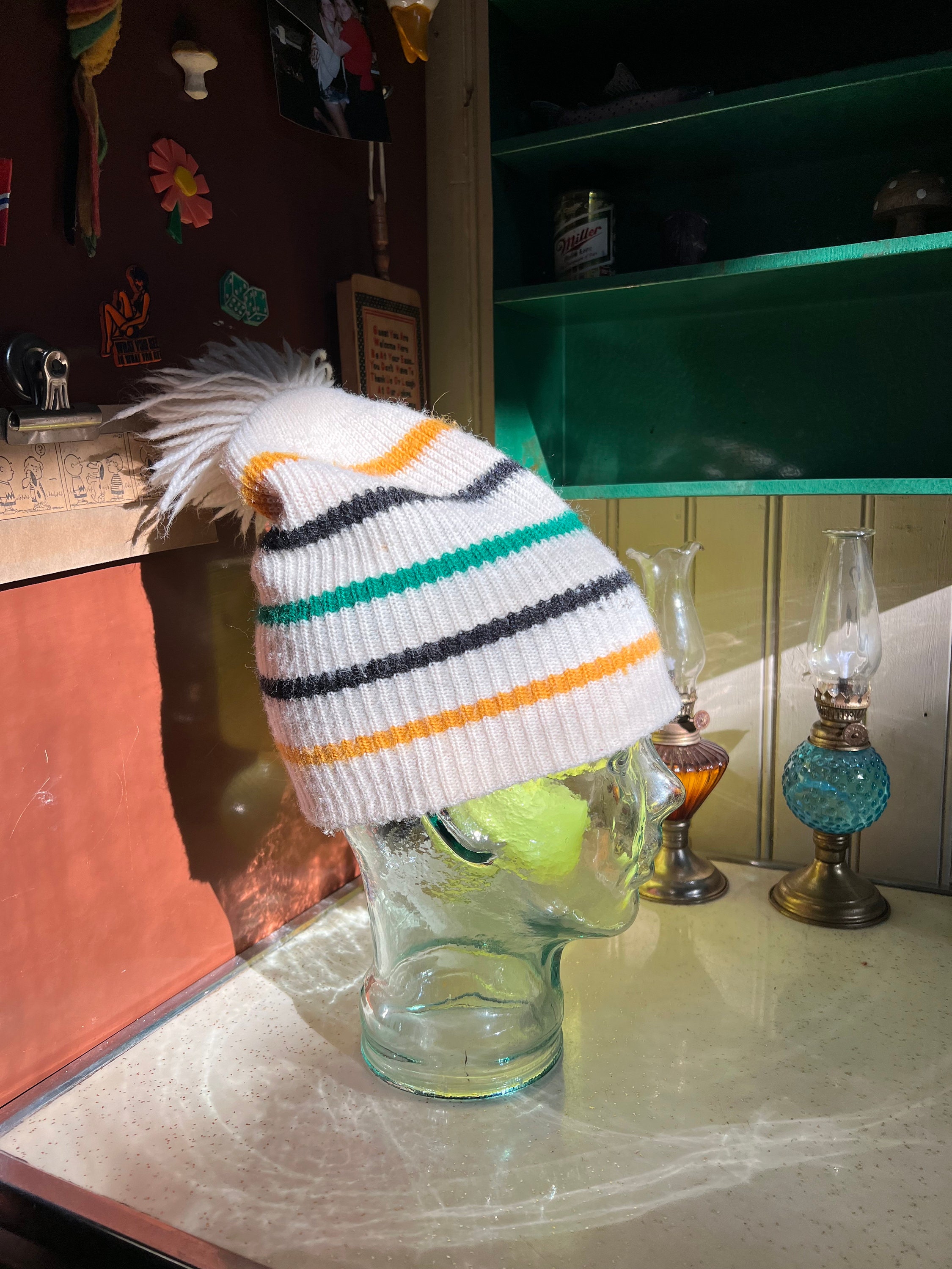 White Retro Beanie - Etsy