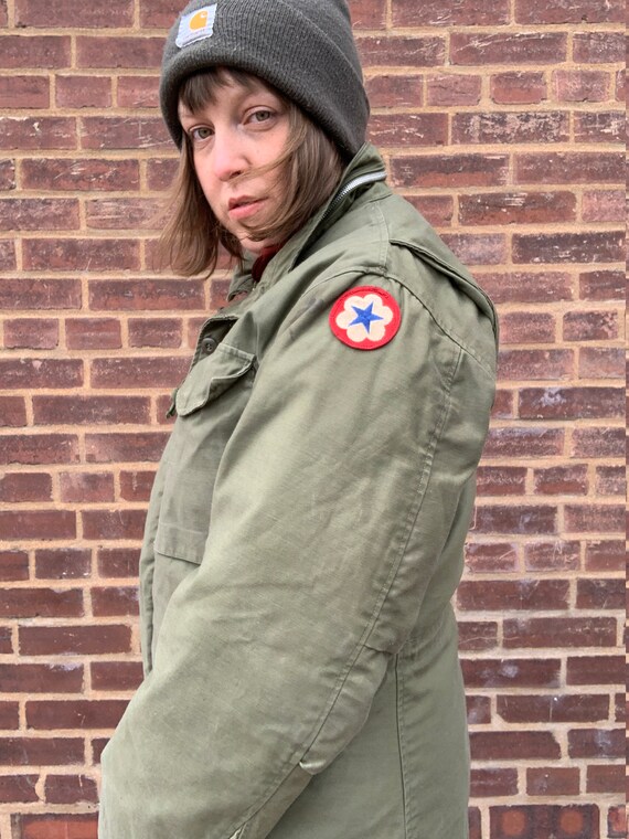 Vintage Army Jacket With Quilted Puffy Liner Thick