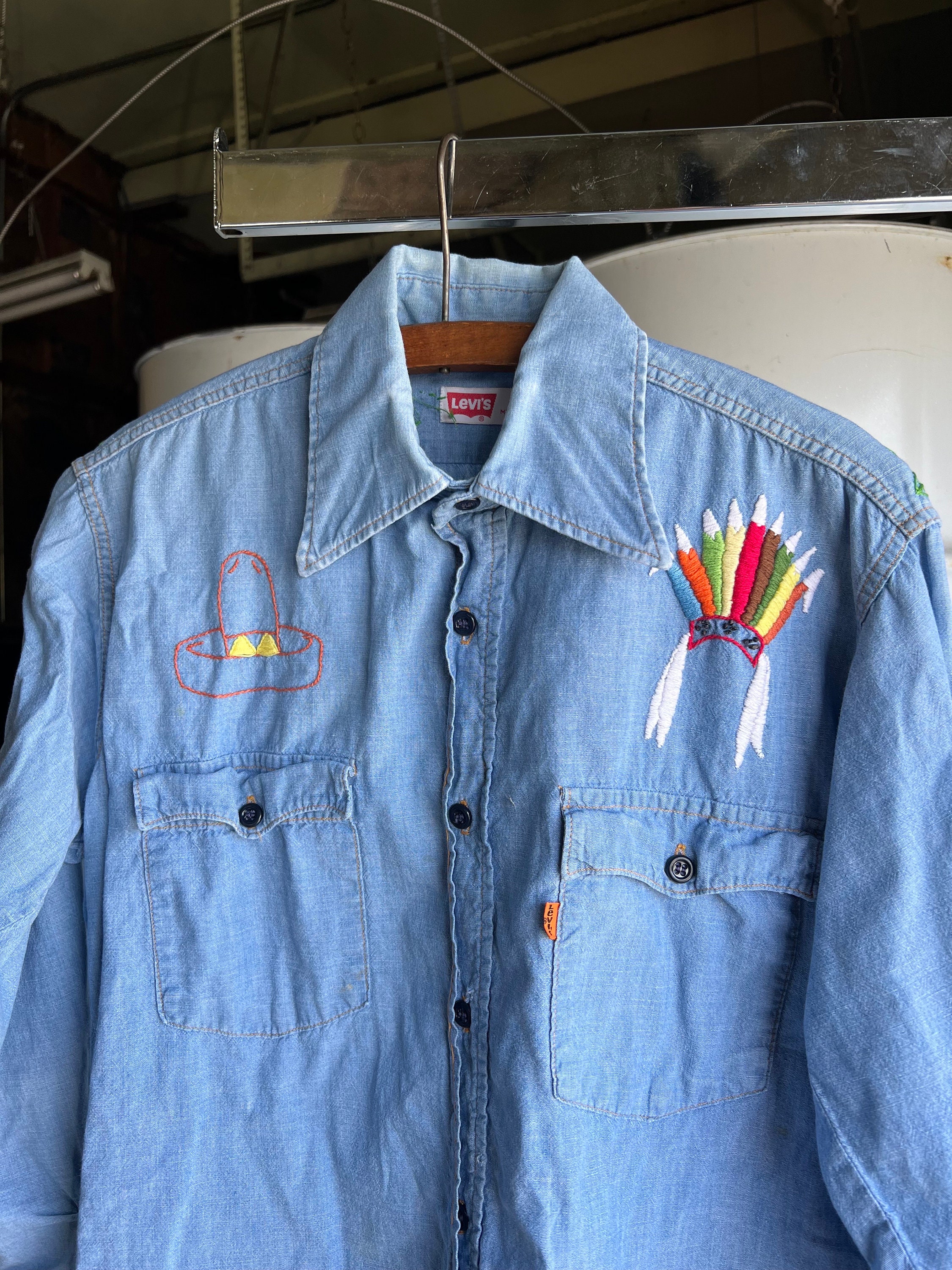 70's VINTAGE Levi's デニムシャツ　ORANGE TAB VTG Levi's Denim Shirt USA 1970's Orange Tab Pullover Size