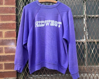 Vintage Crew Neck Sweater 80s Purple Midwest Sweatshirt Size M/L