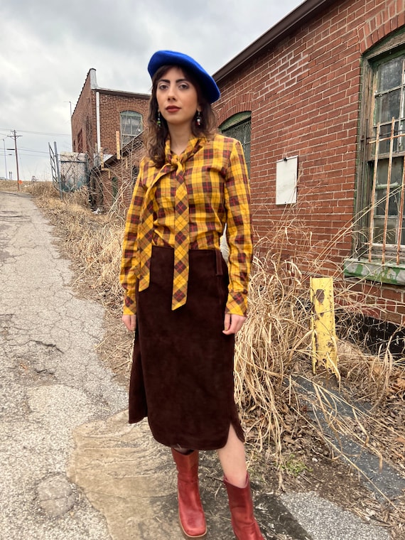 1960s Yellow Pin-tuck Blouse