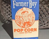 Vintage 1930 39 s Farmer Boy Pop Corn Box- Old - Original Farmer Boy Corn of Jamaica, New York