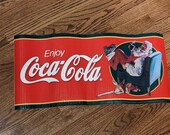Original 1995 Coca-Cola Santa Courrogated Store Display Sign Soda Fountain Sign- Old Original Sign NOS Border