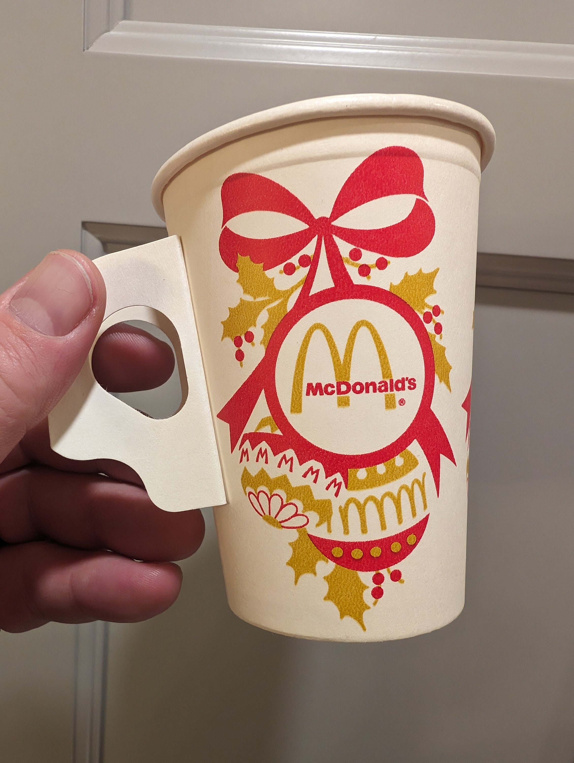 NOS 1960's Mcdonald's Holiday Design Coffee Cup - Dixie Cup Brand