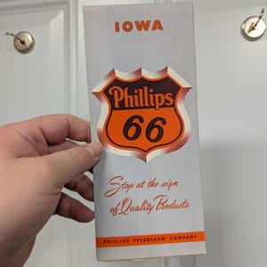 1940's Phillips 66 Oil Company Road Map von Iowa Alte & Original Vintage Karte