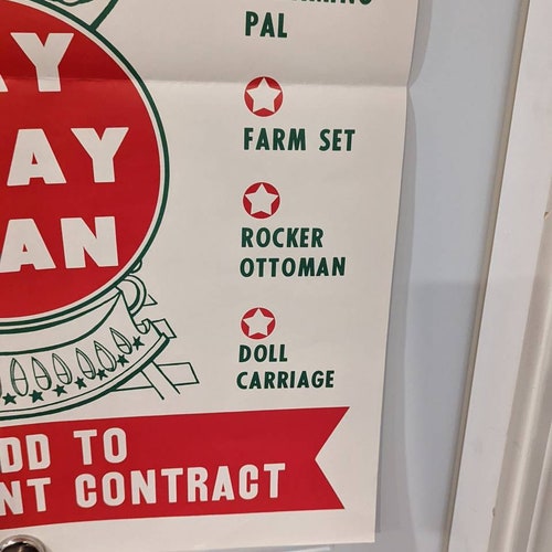 Original 1960s Christmas Santa Claus Lay Away Plan shops - Vintage Sign Poster
