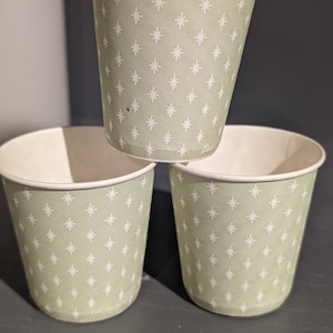 LOT OF 3: 1960&#39;s Green Atomic Design Sweetheart Dixie Cup -  Waxed Paper Cup Cup -  - Old & Original Theatre or Drive In -  3 ounce