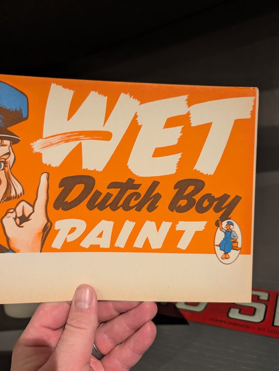 Original 1950's Dutch Boy Paints Wet Paint Cardboard Sign