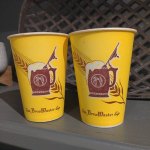 PAIR of NOS 1960&#39;s Dixie BrewMaster Cup for Beer -  Waxed Paper Cup Cup -  - Old & Original Theatre or Drive In -  10 ounce