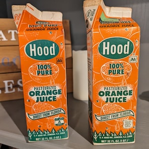 1970's Hood Orange Juice Drink Milk Carton or Container Orange Juice -  Dunedin, Florida