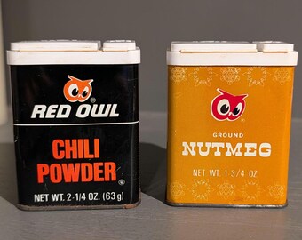 Old & Original 1970s 80s Red Owl Spice  - Vintage Red Owl Grocery Store CHOICE Chili Powder or Nutmeg