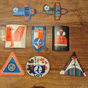 Etichetta gommata LOT Polish Airlines degli anni '60 - Vecchia e originale - Decalcomania vintage da viaggio o valigia CHOICE