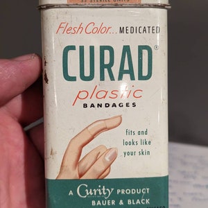 Strisce di plastica Curad originali vintage anni '60, cerotti in latta - vuoti - Curity