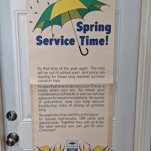 NOS Large Original Spring 1978 Chevrolet Service Car Dealership Gas Station Poster Spring Service