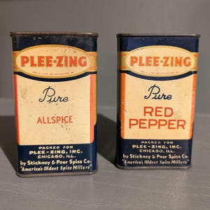 1940er Jahre Alte & Original Plee-Zing Gewürz Gewürz Pappe Gewürzdose WAHL Piment oder Roter Pfeffer