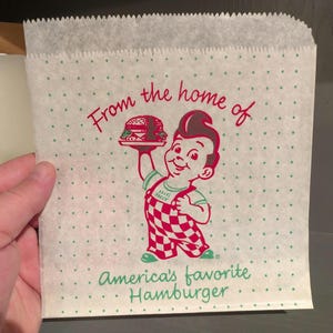 Original Big Boy Restaurants of America Waxed Paper Hamburger Wrapper Old & Original Vintage 1970s 1980s