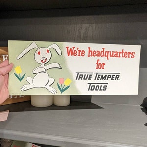 1950&#39;s 1956 True Temper Tulip Time &quot;Spring Bunny&quot;  Poster Sign Poster Original Vintage  - Old Hardware Store