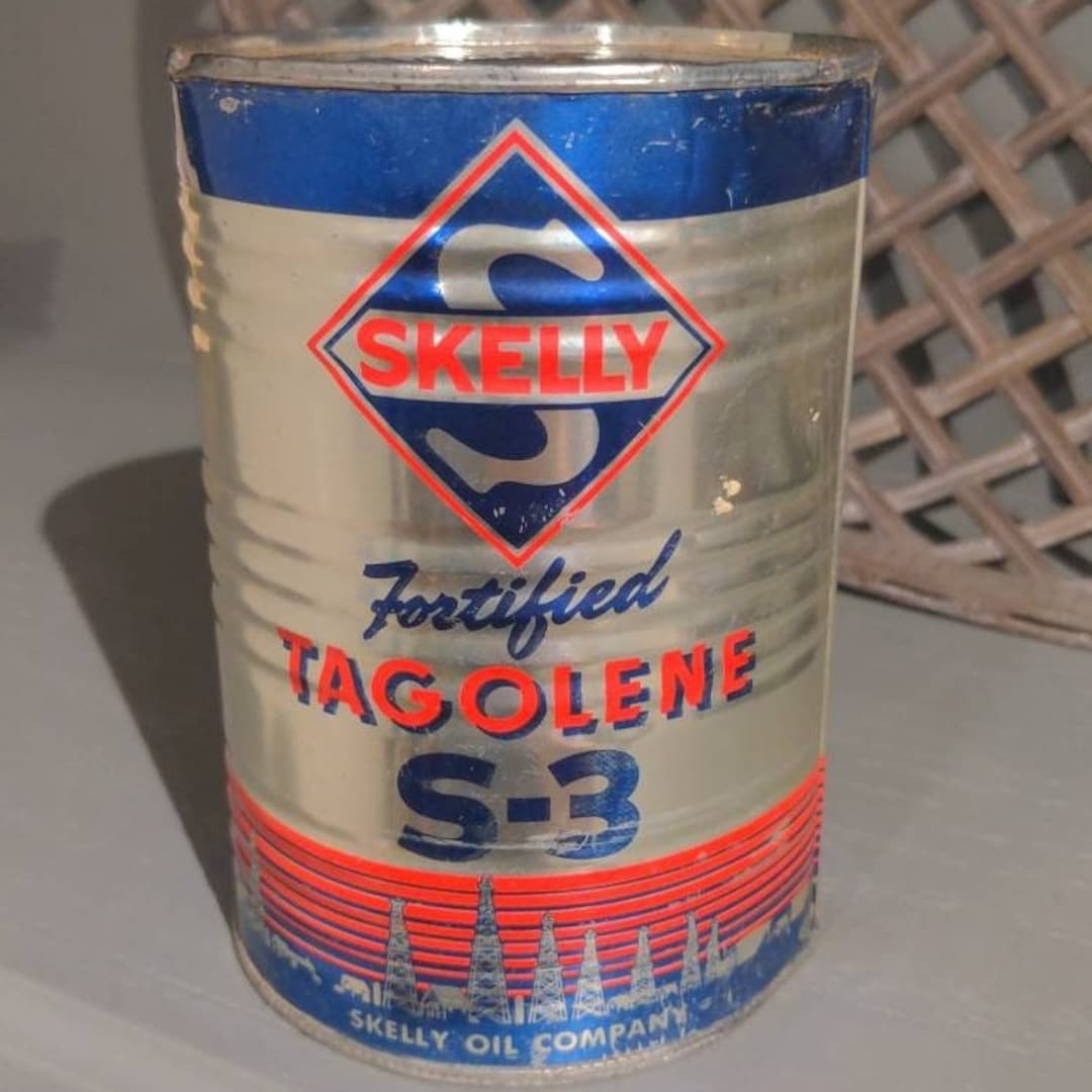 1950's Skelly Tagolene S3 Oil Wells Motor Oil Quart Motor Oil Can