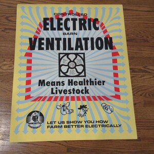 Affiche du programme d&#39;électrification rurale Reddy Killowatt « Ventilation de grange » des années 1960 - Original