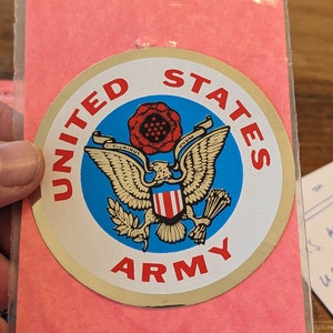 NOS 1960s 70s United States Army Decal - Adesivo vecchio e originale Vintage Travel o Valigia Decal Die Cut - Embla Crest Brand
