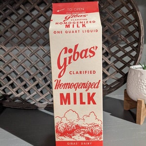 NOS 1940's Gibas Dairy Company Homogenized Milk Carton or Container Buffalo, NY