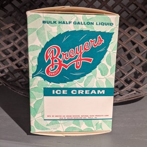NOS 1950's Breyers Ice Cream Container Green Guy - Half Gallon