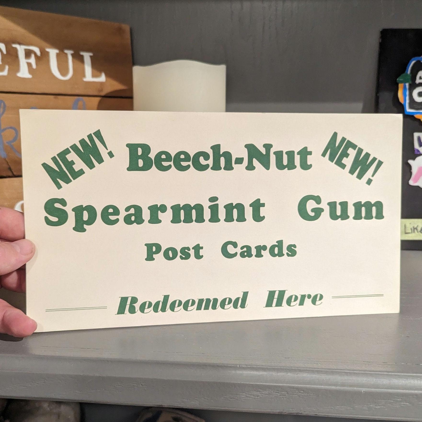 1950 Beech Nut Beechies Spearmint Gum Store Display Sign - Old