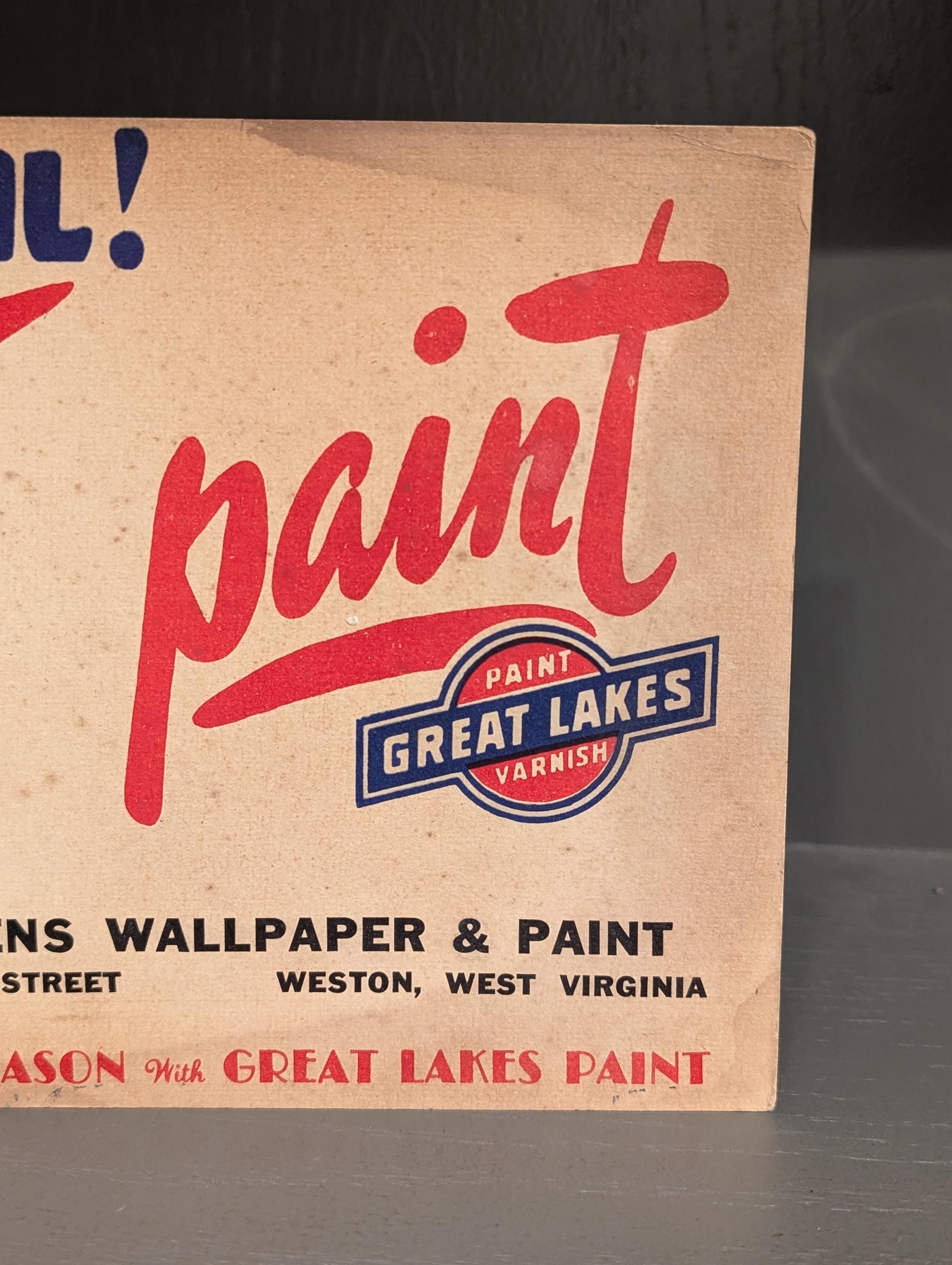 Original 1940's Great Lakes Paint & Varnish Paints WET PAINT
