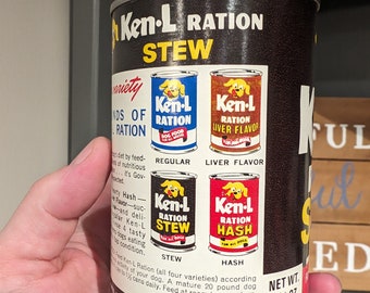 1960's Ken-l Ration Stew Dog Food Can Label on Can - Quaker Oats