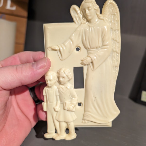 Vintage 1950s 60s 70s Guardian Angel Light Switch - Old & Original MCM Kitsch