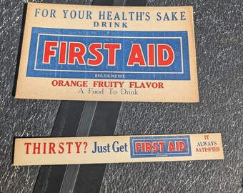 Original 1930's First Aid Orange Drink Soda Fountain Sign - CHOICE