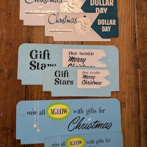 Carte de prix originale de Noël des années 1950 60 vintage - recto-verso - affichage de magasin de détail CHOICE Père Noël ornements