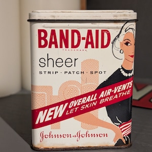 Original Vintage 1960's Band-Aid Sheer Tin - empty - Johnson & Johnson